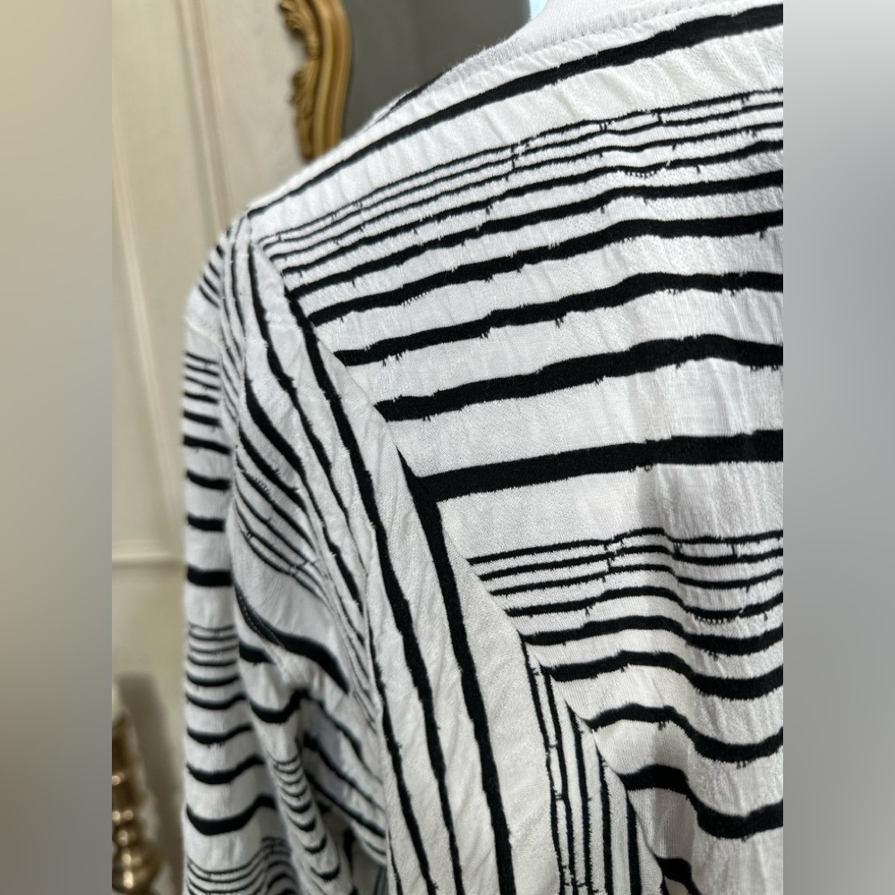 Ali Miles 1X Stripe Tunic Top – Artsy Lagenlook Minimalist Asymmetrical Abstract - Picture 4 of 8